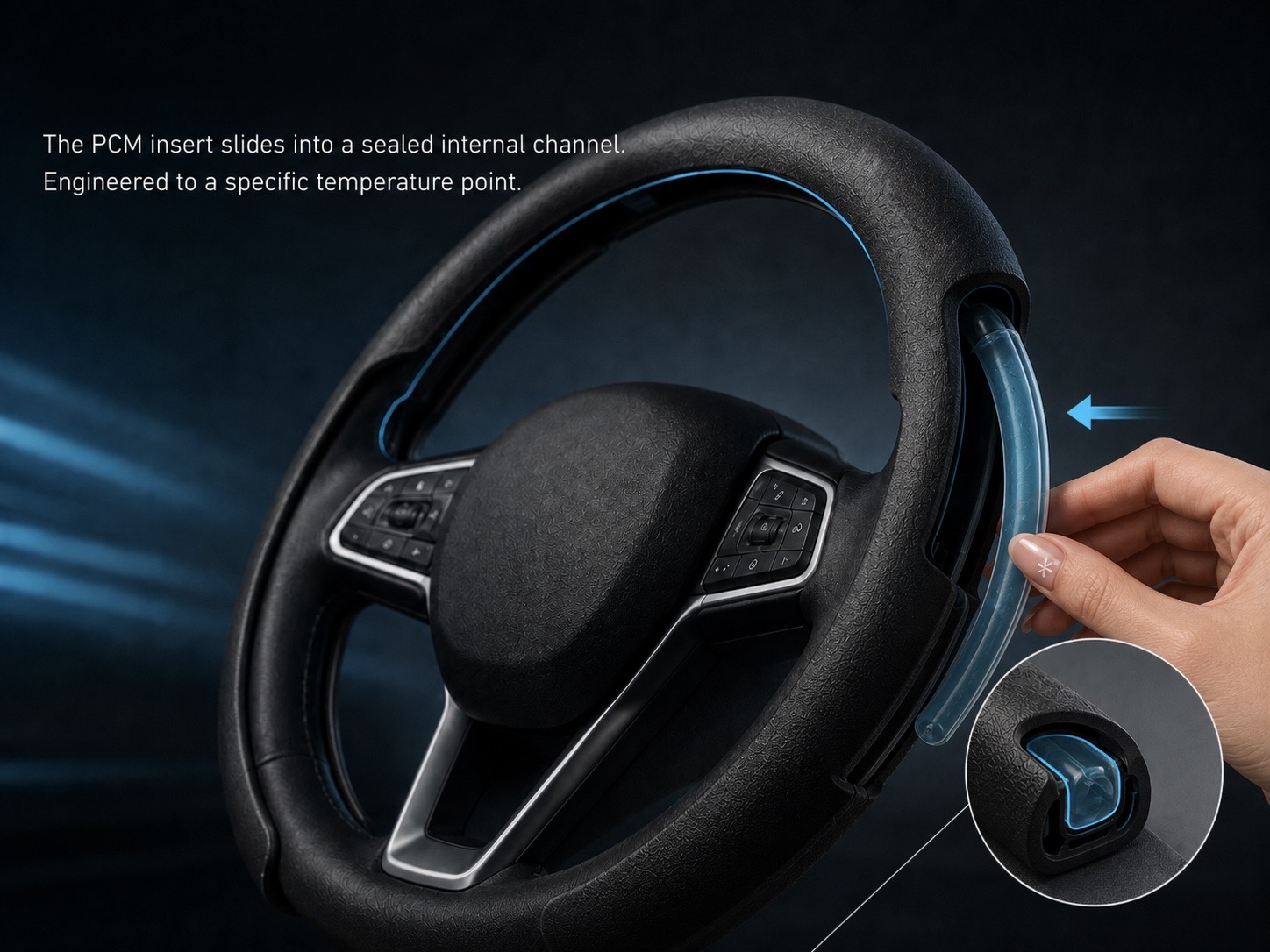 Concept visual of the removable GlacéGrip cooling core sliding into the shell